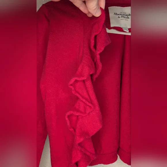 Abercrombie & Fitch Vibrant Red Ruffled Sweater - Picture 4 of 6